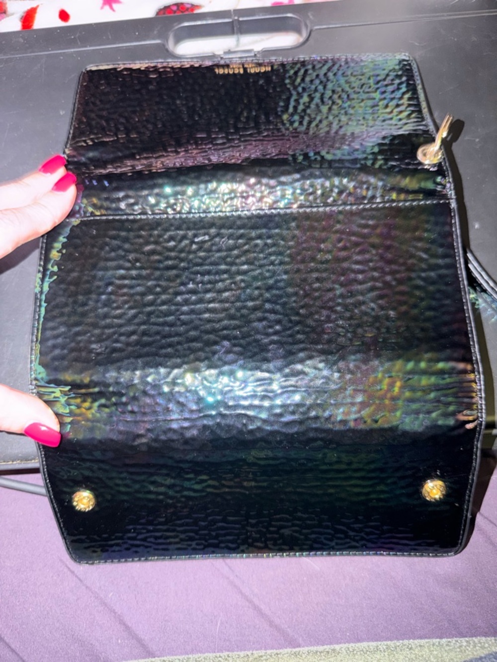 Henri Bendel NWOT Iridescent Petrol Textured Leather Wallet - Picture 3 of 4